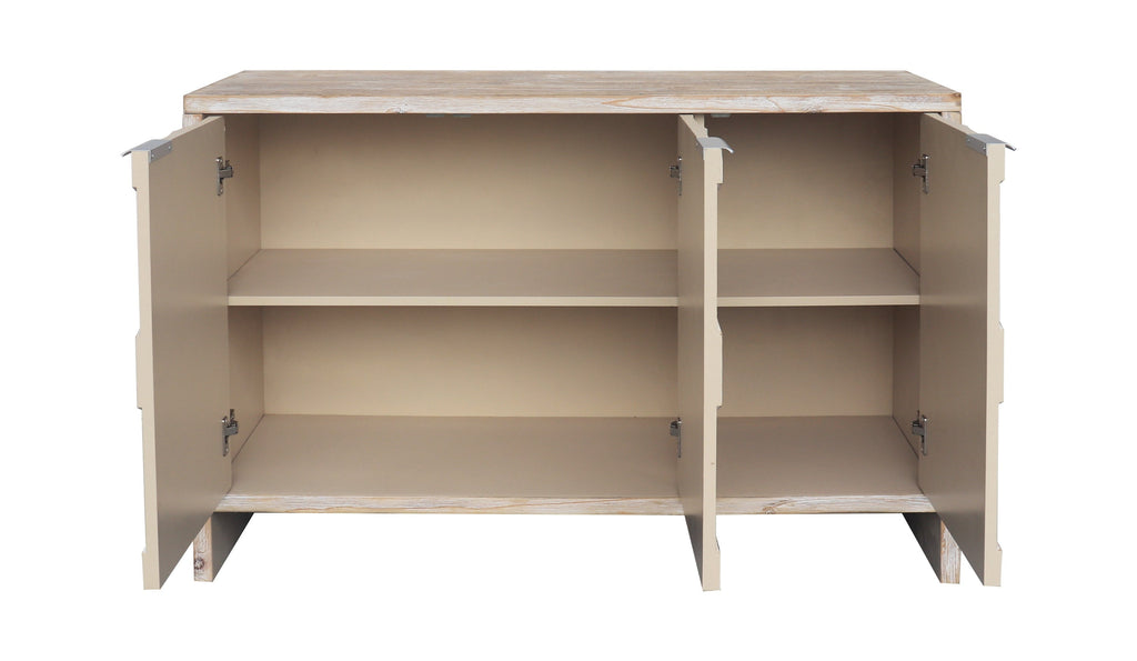 Farmhouse 3 Door Wooden Sideboard Cabinet Storage Natural Wood