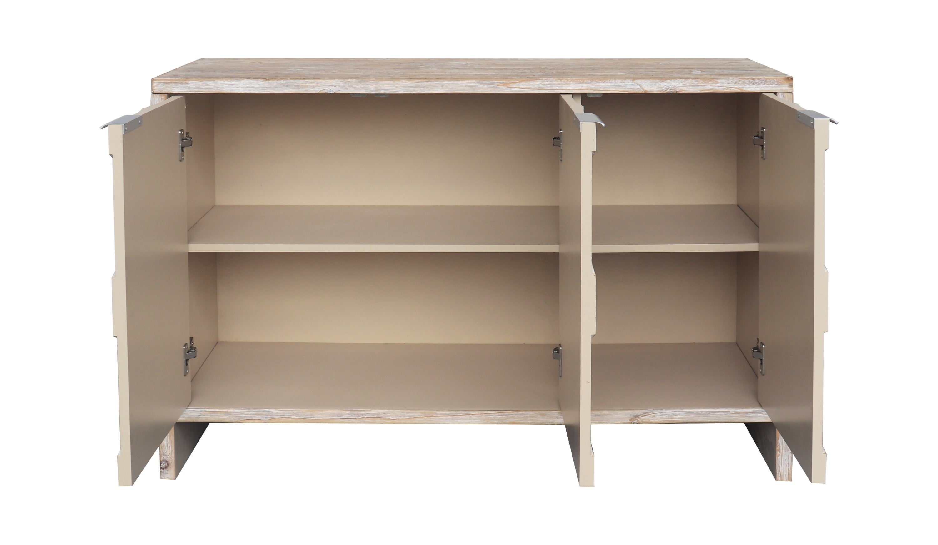 Farmhouse 3 Door Wooden Sideboard Cabinet Storage Natural Wood