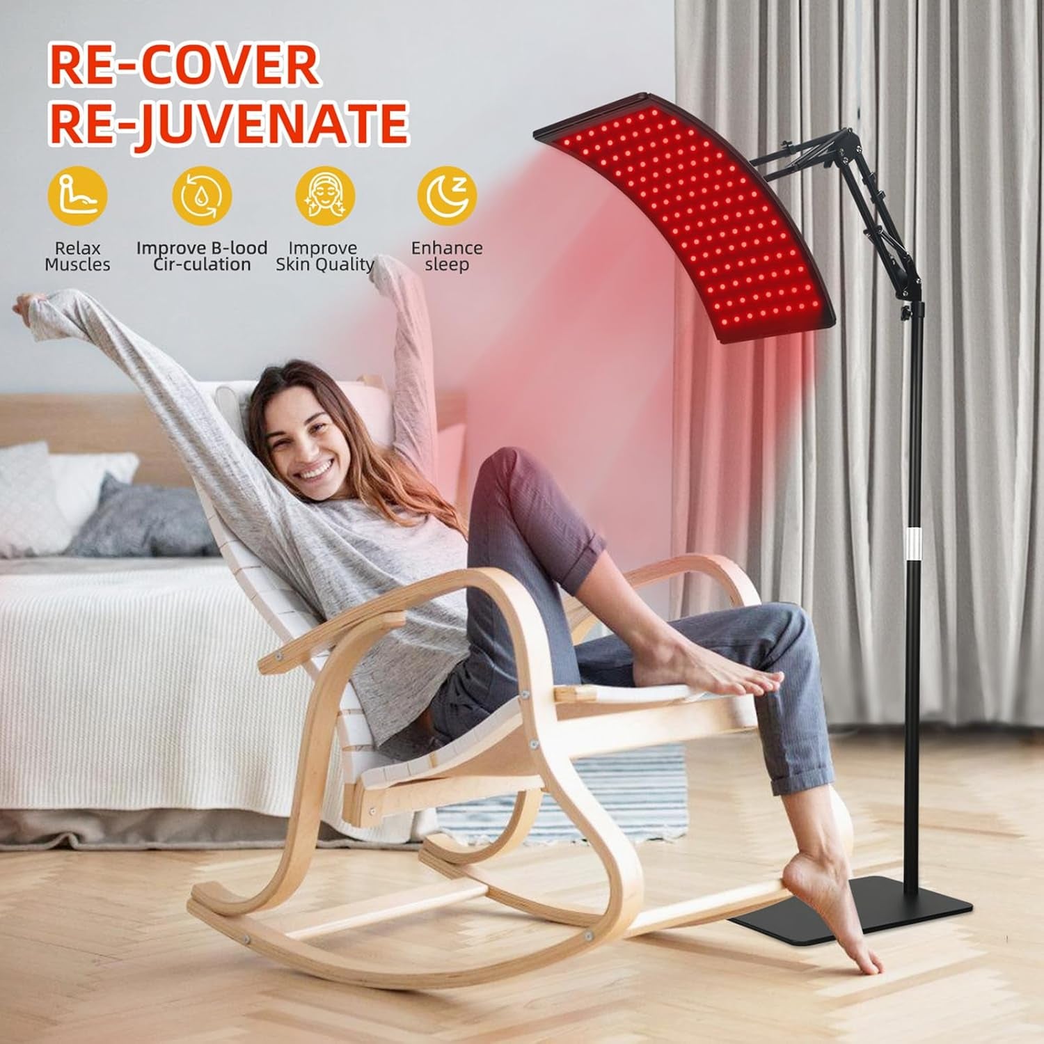 660nm Red Light Therapy Lamp with Stand Infrared Light Face Body