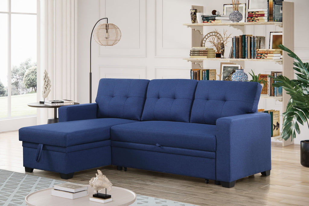 Convertible Upholstered Sectional Sofa with Pull-out Chaise