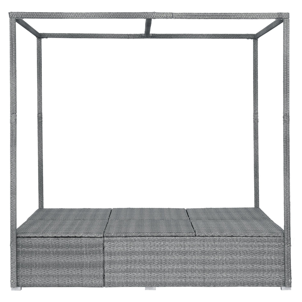 Adjustable Outdoor Sun Lounger with Canopy & Removable Cushion