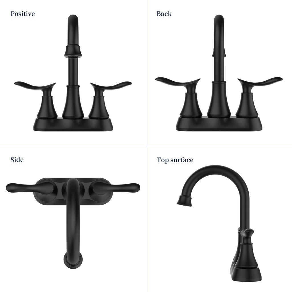 2-Handle 4-Inch Matte Black Bathroom Faucet with Popup Drain