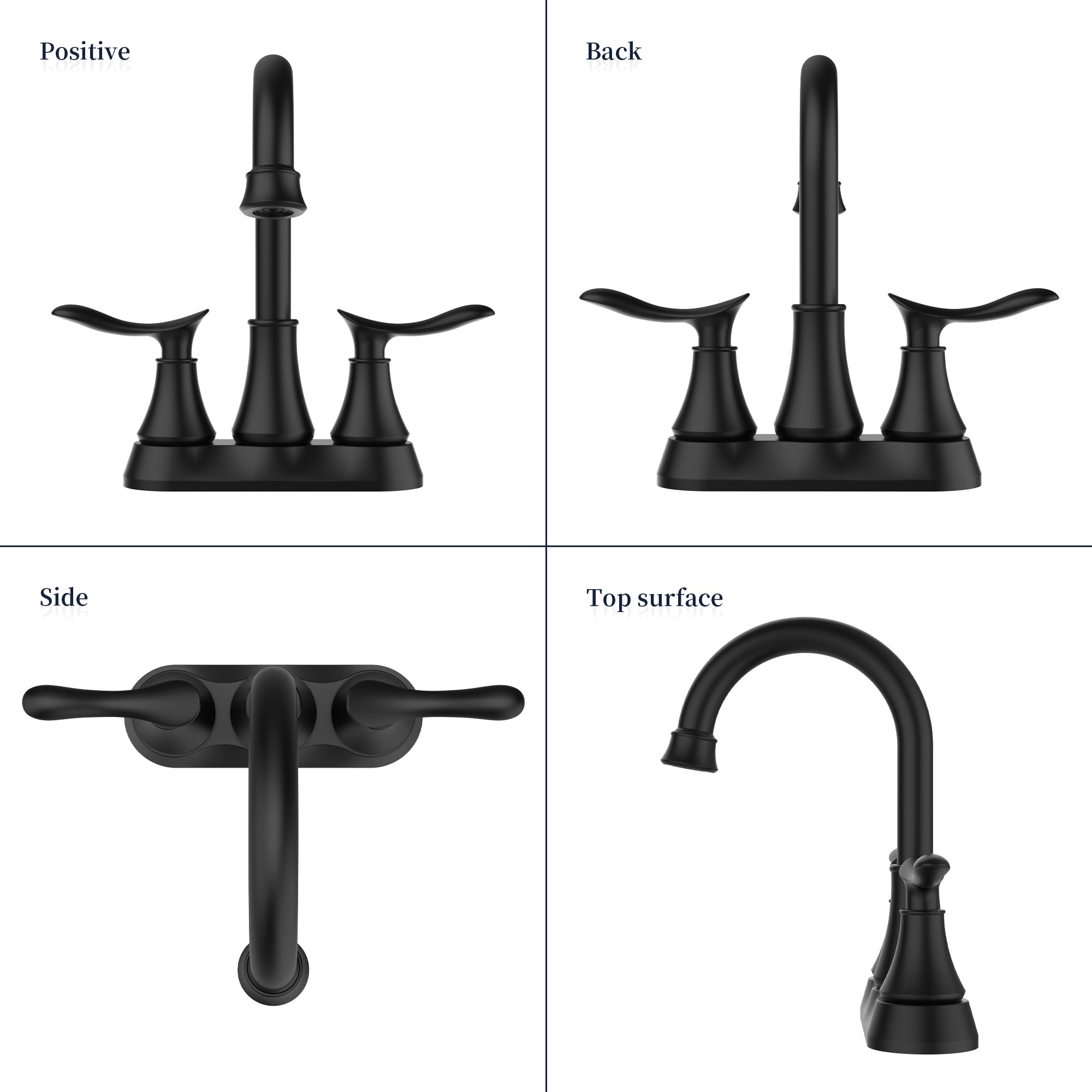 2-Handle 4-Inch Matte Black Bathroom Faucet with Popup Drain