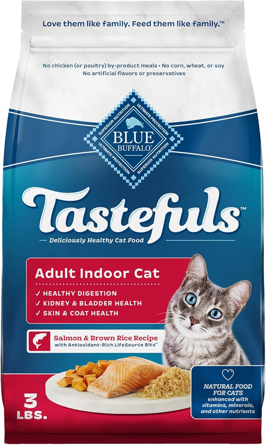 Blue Buffalo Tastefuls Natural Dry Food for Adult Indoor Cats, Chicken & Brown Rice Recipe, 15-Lb. Bag