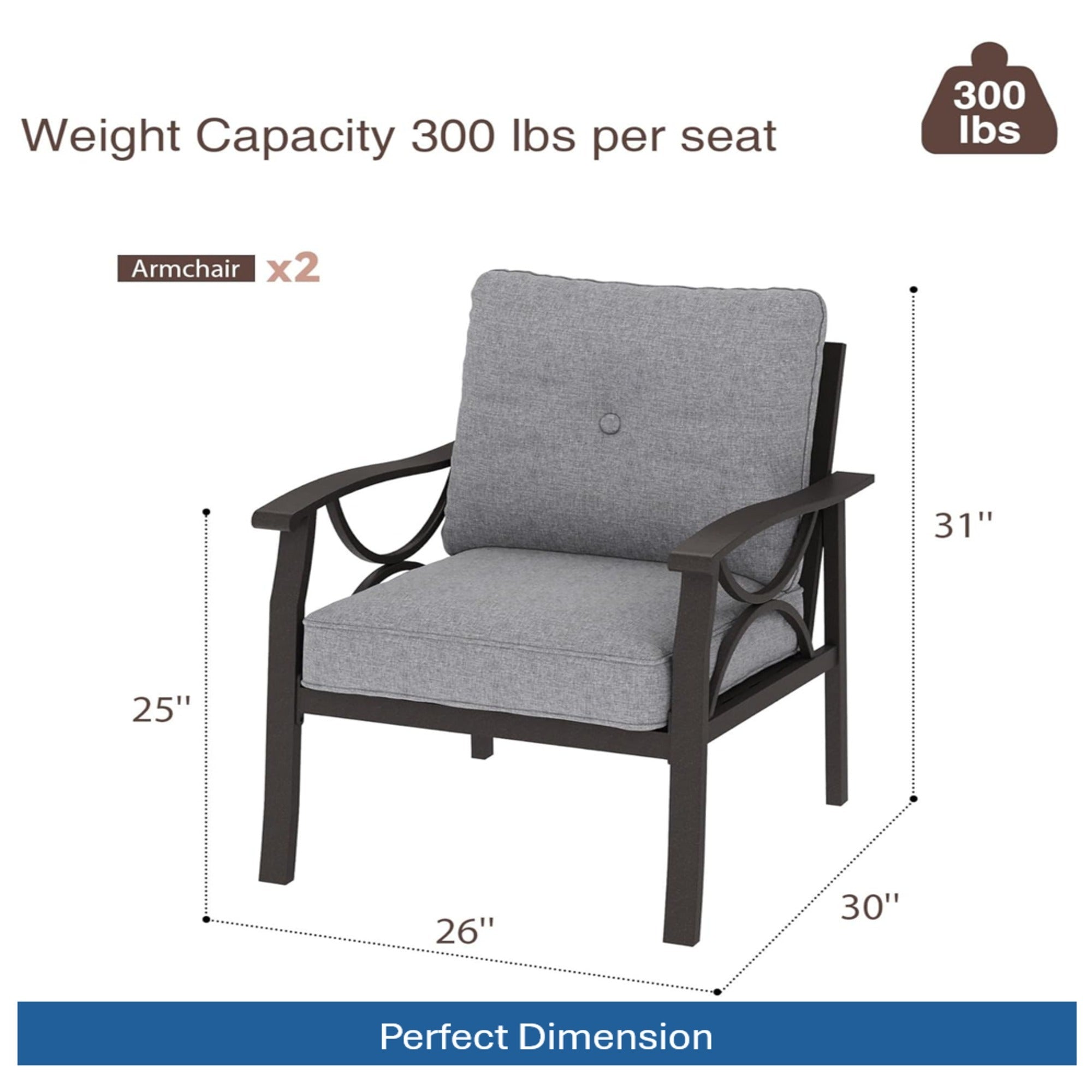 Outdoor Patio Set Steel 7 Piece Seats 9 Khaki Gray