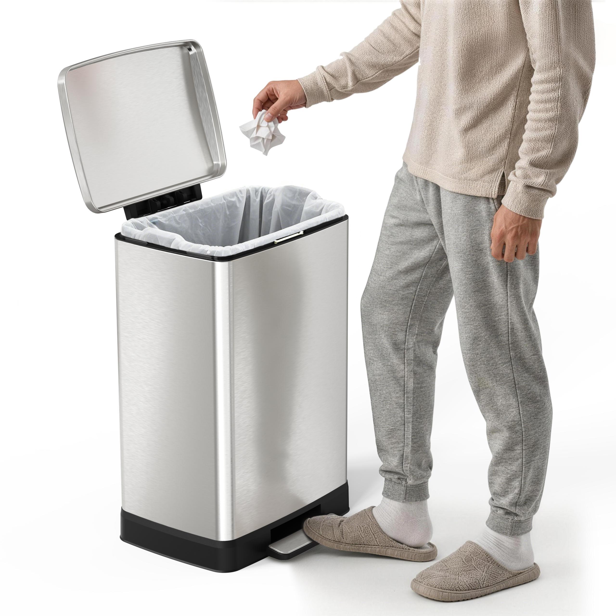 17 Gallon Brushed Nickel Pedal Trash Can Soft Close Lid