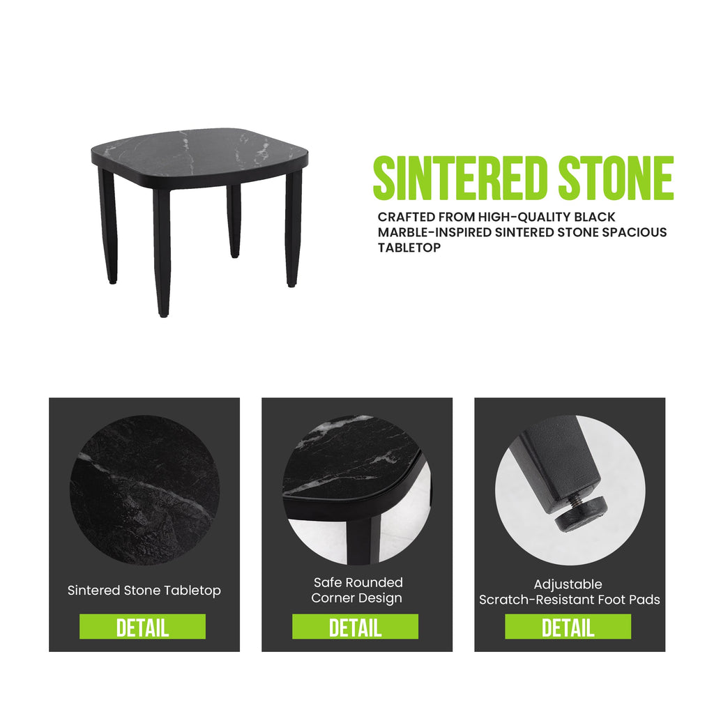 3PC Outdoor Aluminum Patio Set with Sunbrella Cushions
