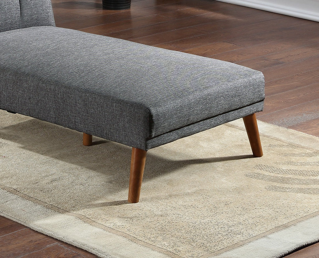Blue Grey Polyfiber Chaise Lounge Couch Wood Legs
