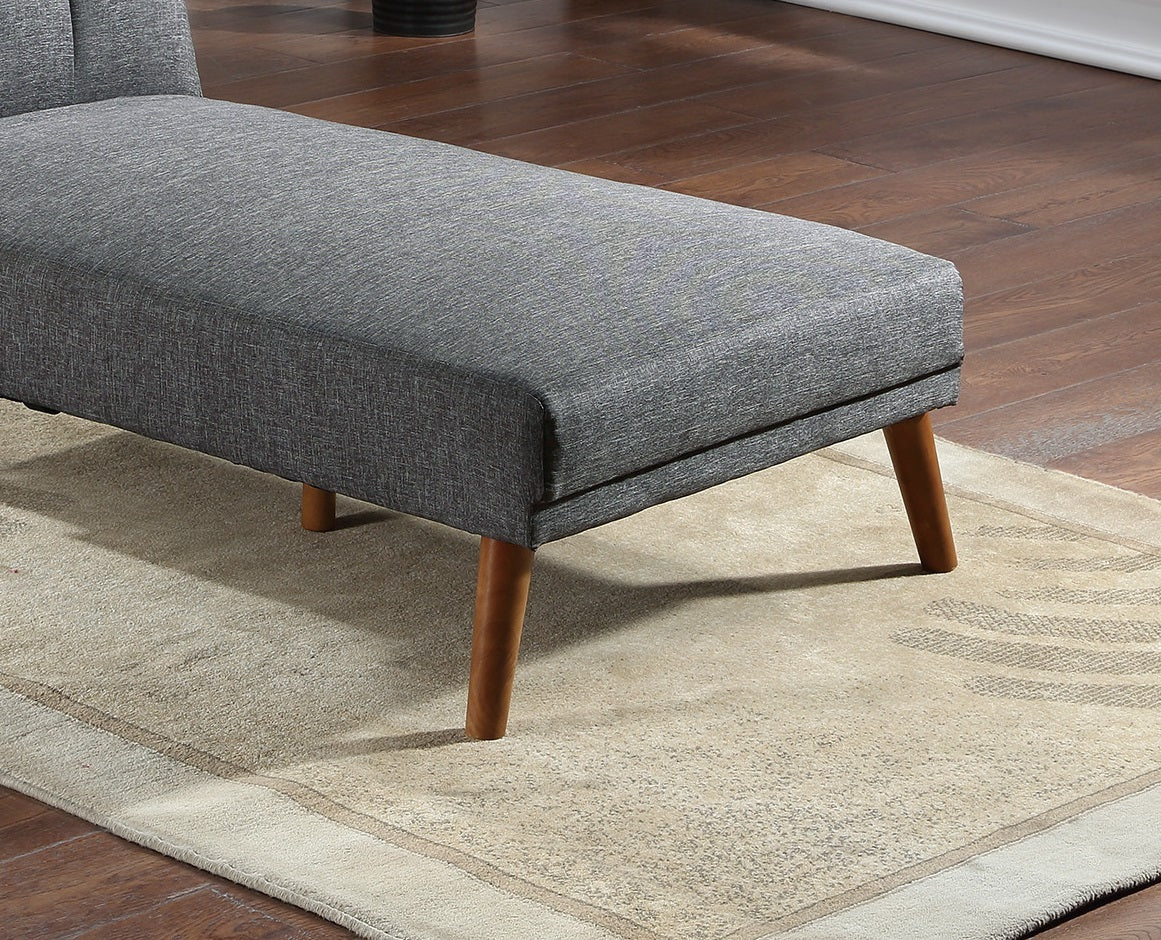 Blue Grey Polyfiber Chaise Lounge Couch Wood Legs