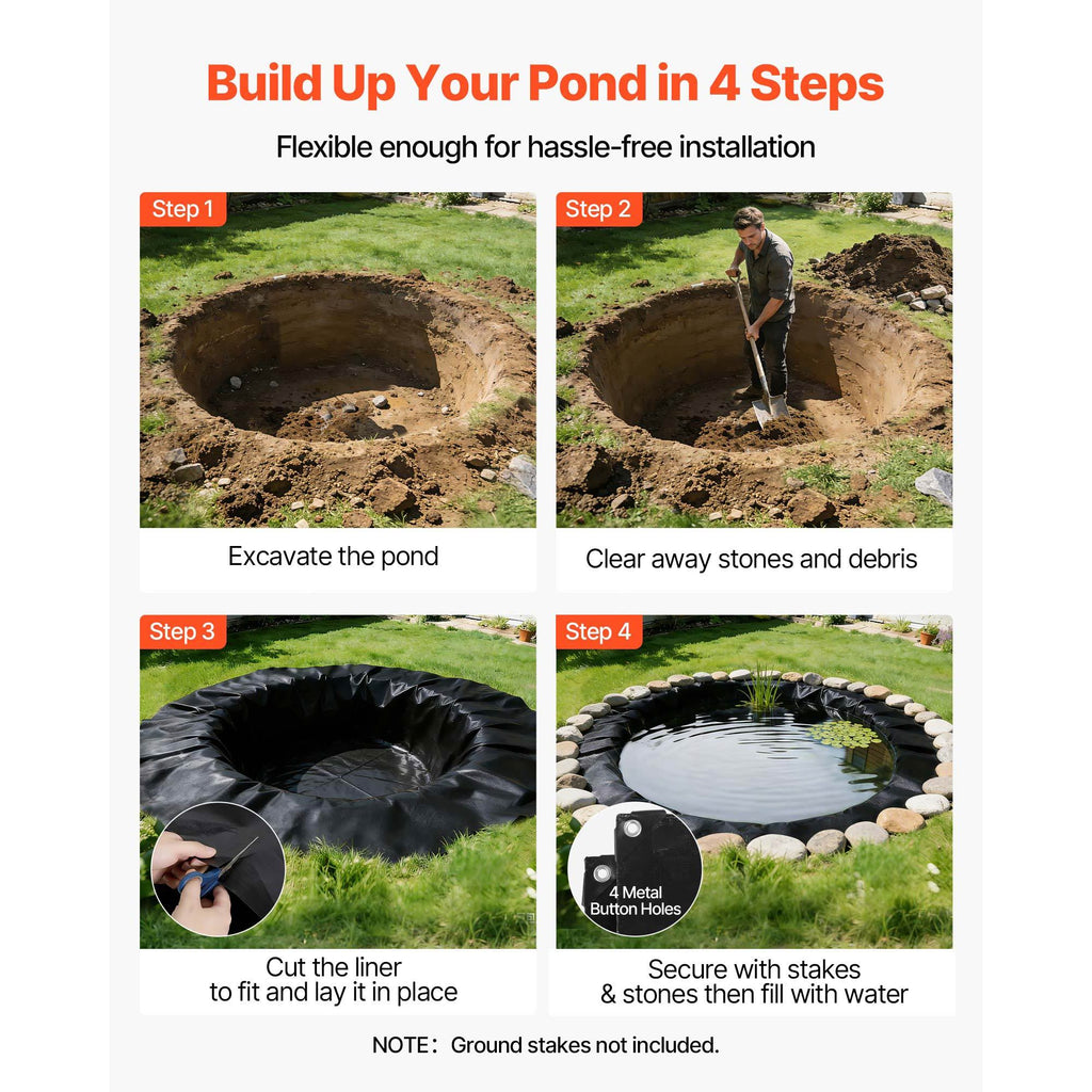 15x20 ft Pond Liner 14 Mil 3-Layer Reinforced PE Fish Koi