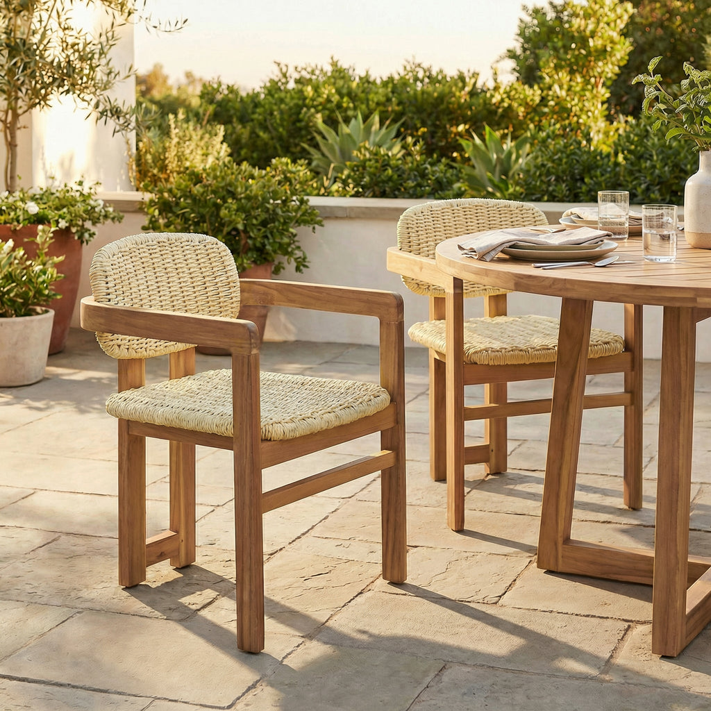 Outdoor Woven Rattan Accent Chairs Set - 2 Person Patio Seating