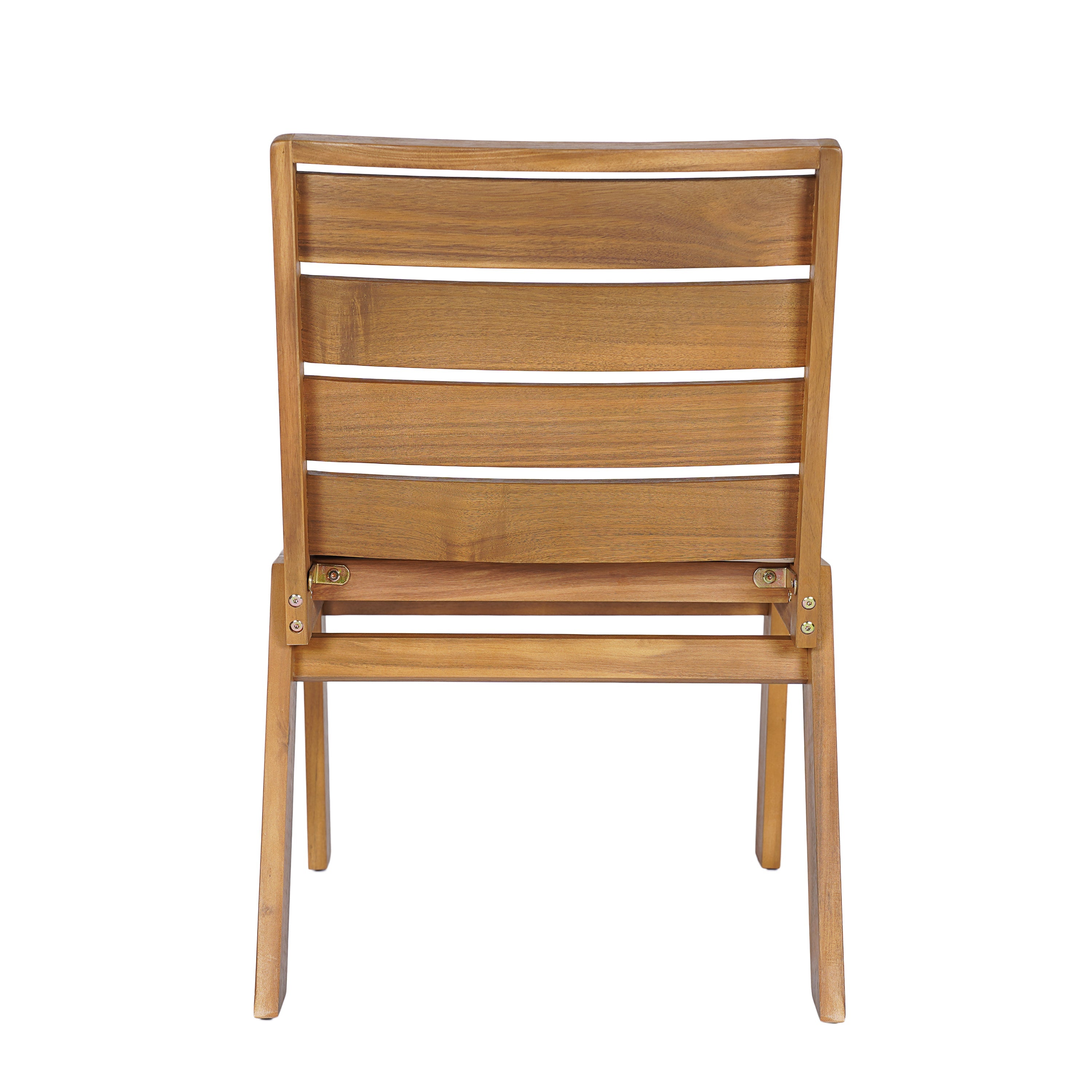 Outdoor Dining Chairs Set of 2 Acacia Wood Patio Beige Cushion