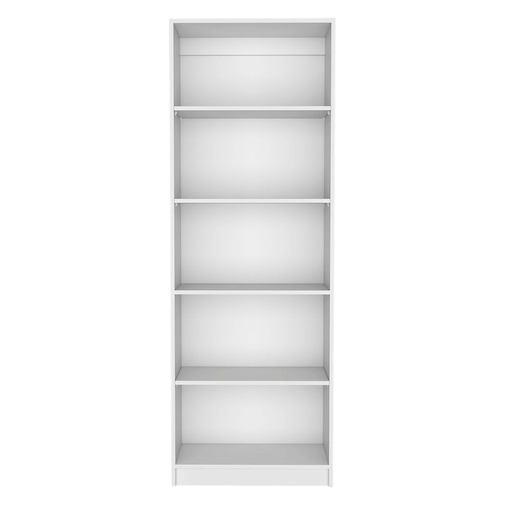 White 4-Shelf Bookcase with Multi-Tiered Storage for Office