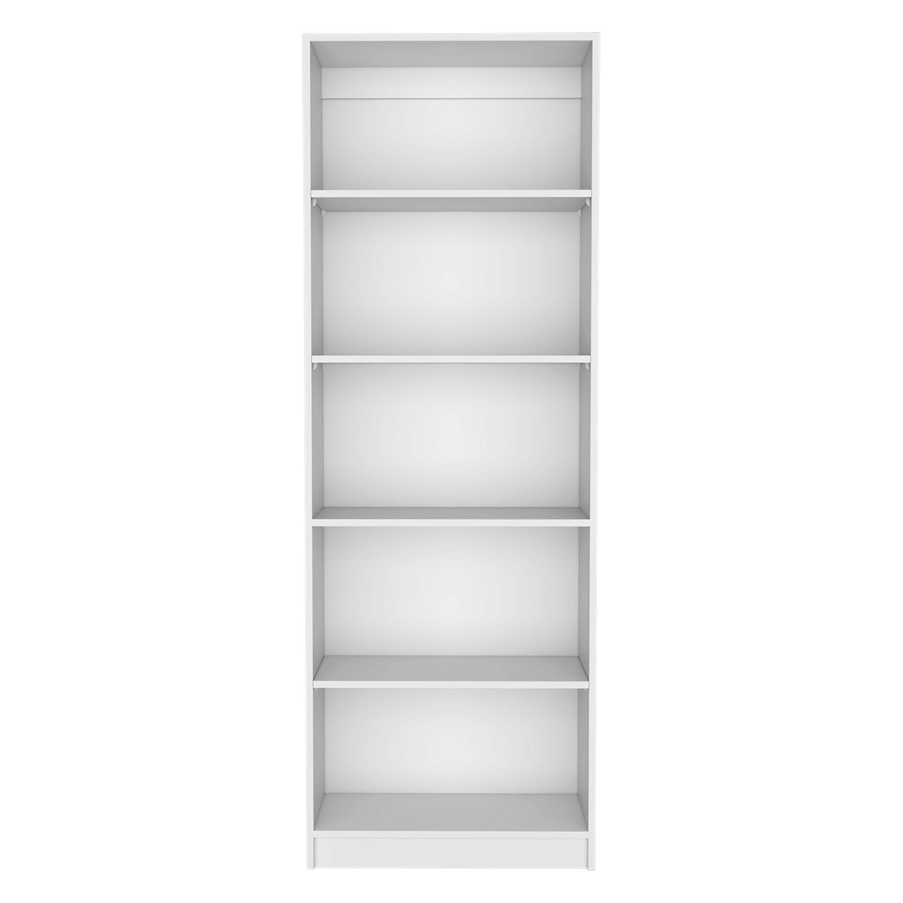 White 4-Shelf Bookcase with Multi-Tiered Storage for Office
