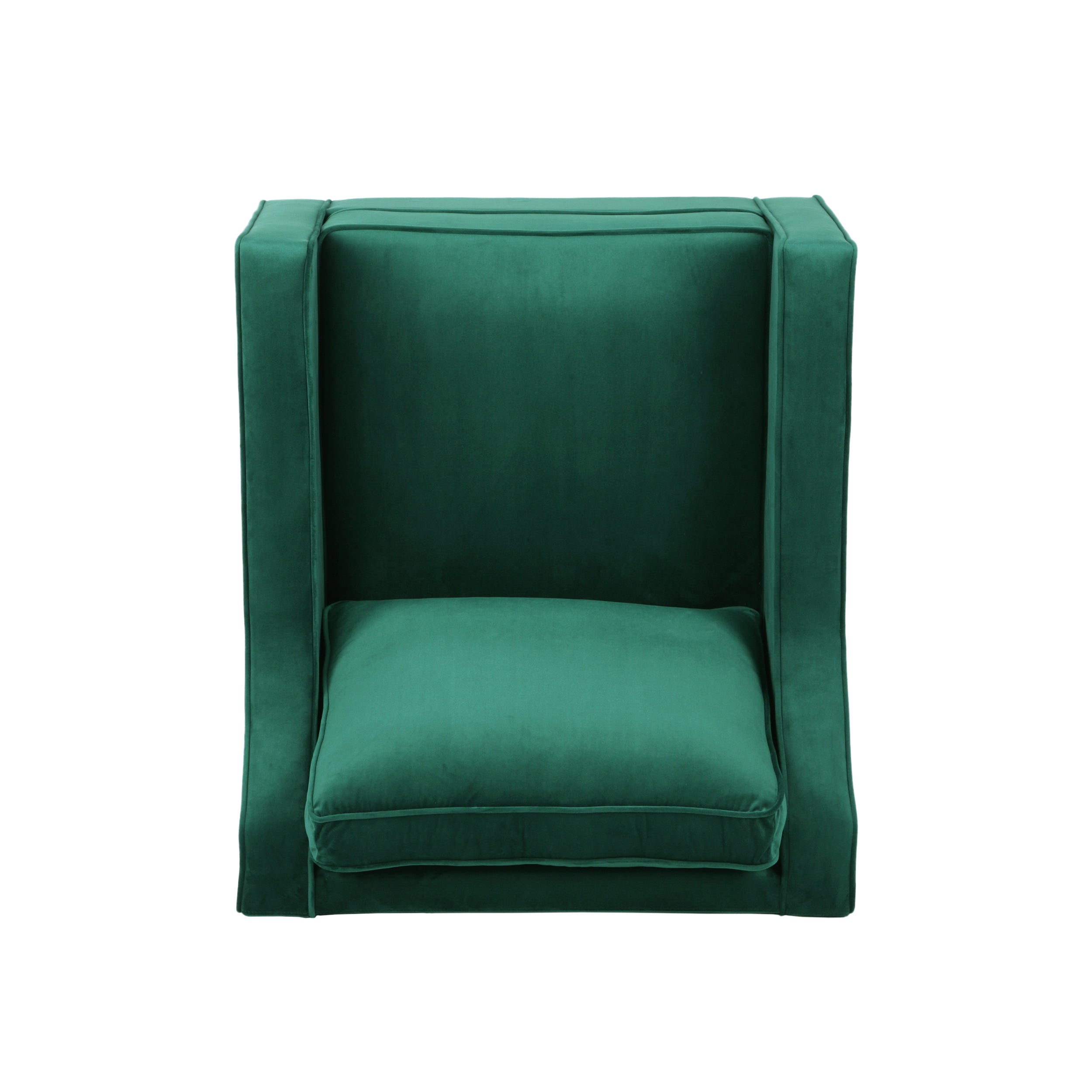 Club Chair Contemporary Velvet Green Birch Legs 31x34x34 In Tonal Piping