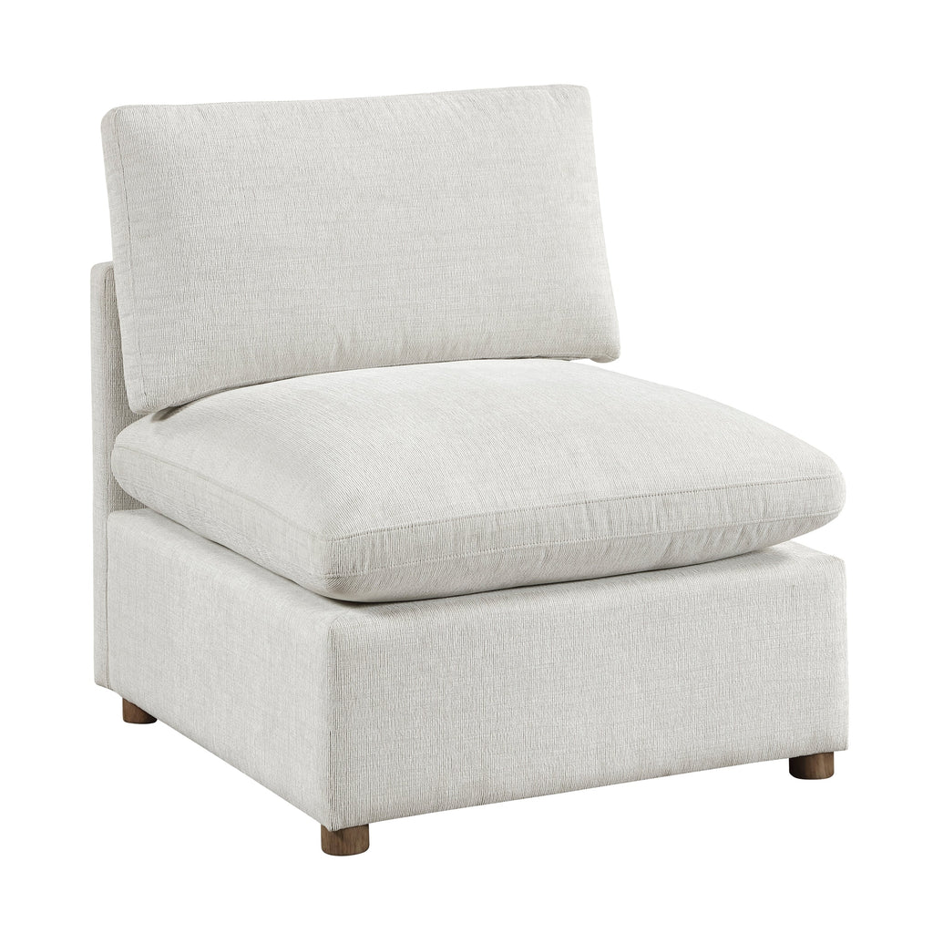 Modern 4-Piece Modular Sectional Beige Fabric Armless