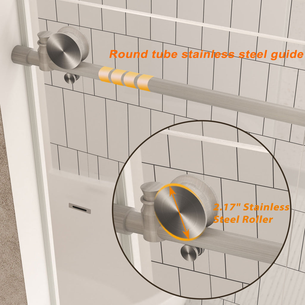 Frameless Shower Door 44-48" W x 76" H Tempered Glass