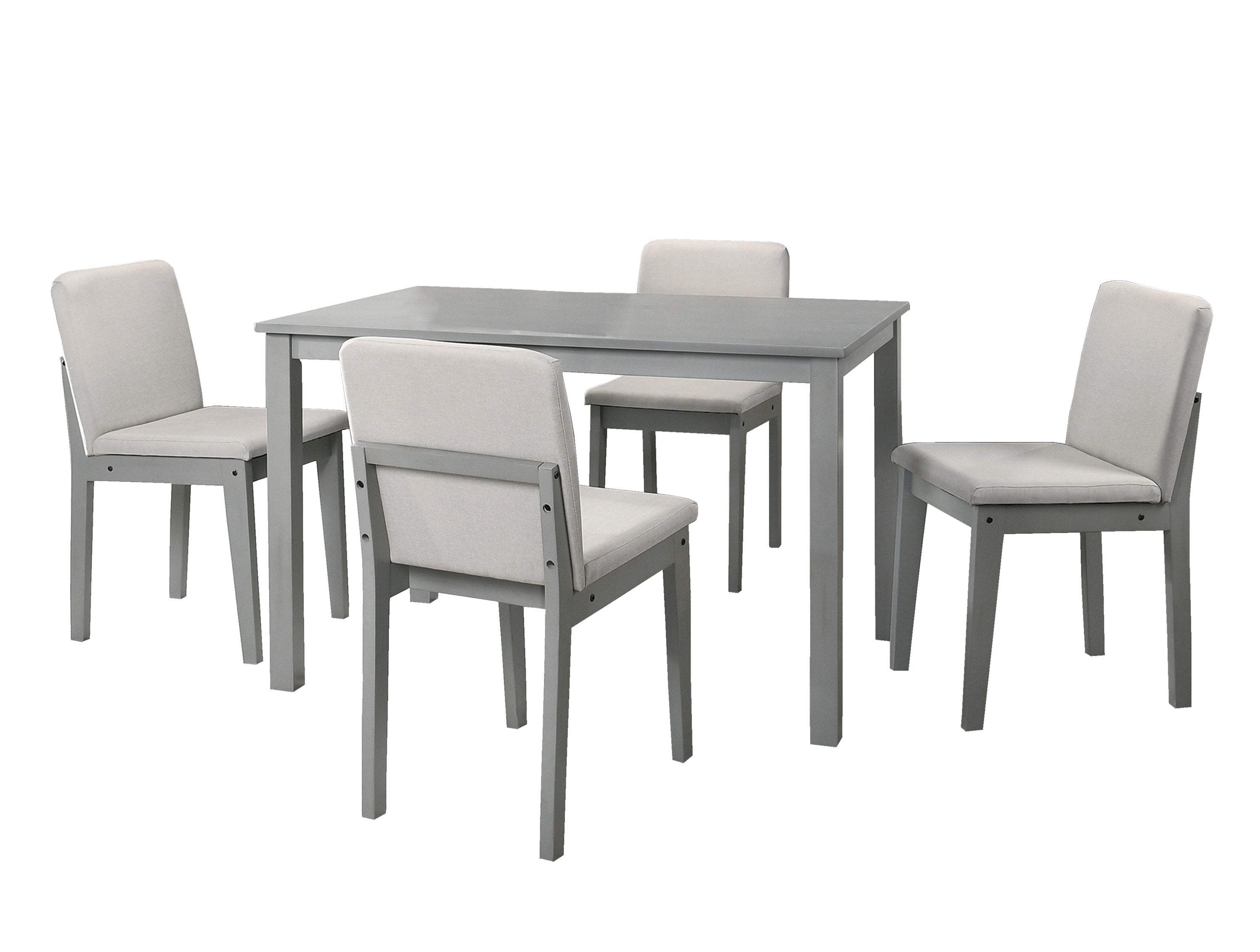 Grey 5-Piece Dining Set with Table and Beige Fabric Chairs