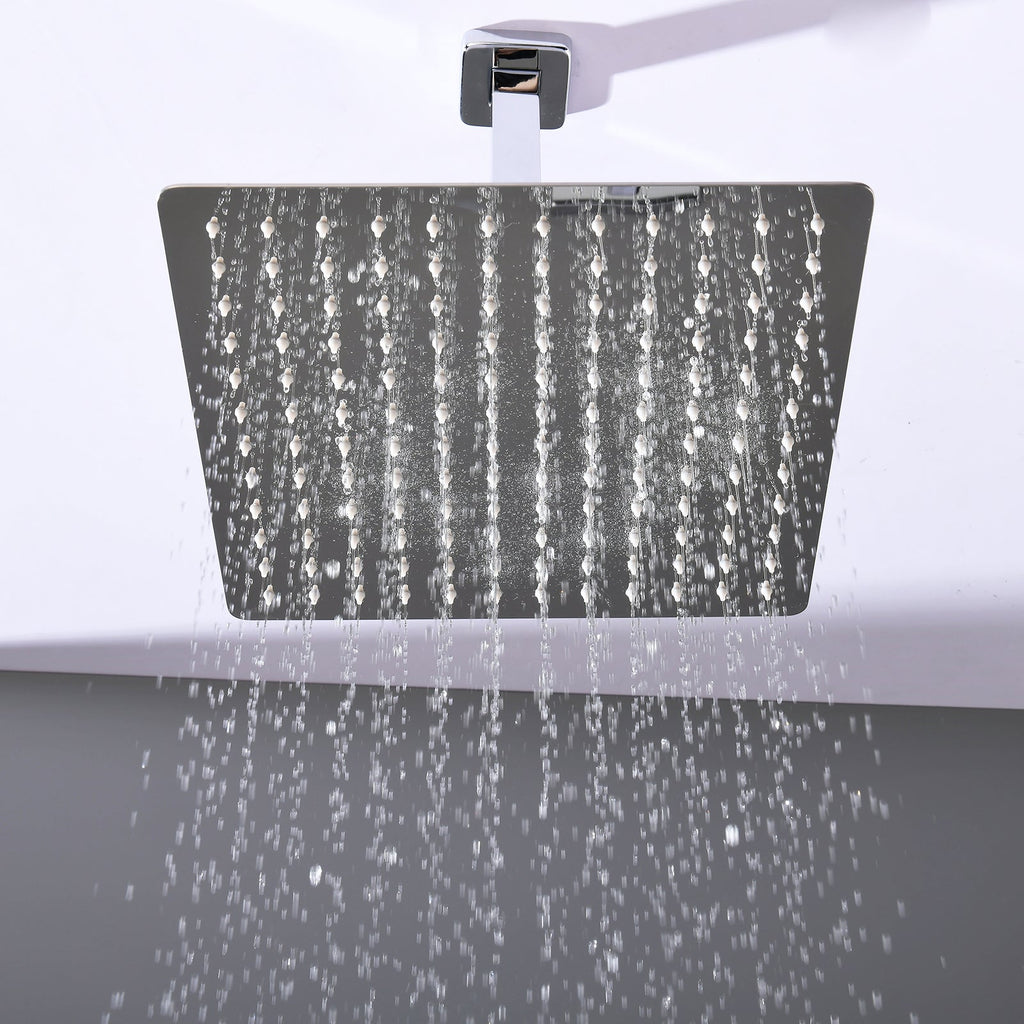 Polished Chrome Wall Mounted Rainfall Shower Head Mixer System