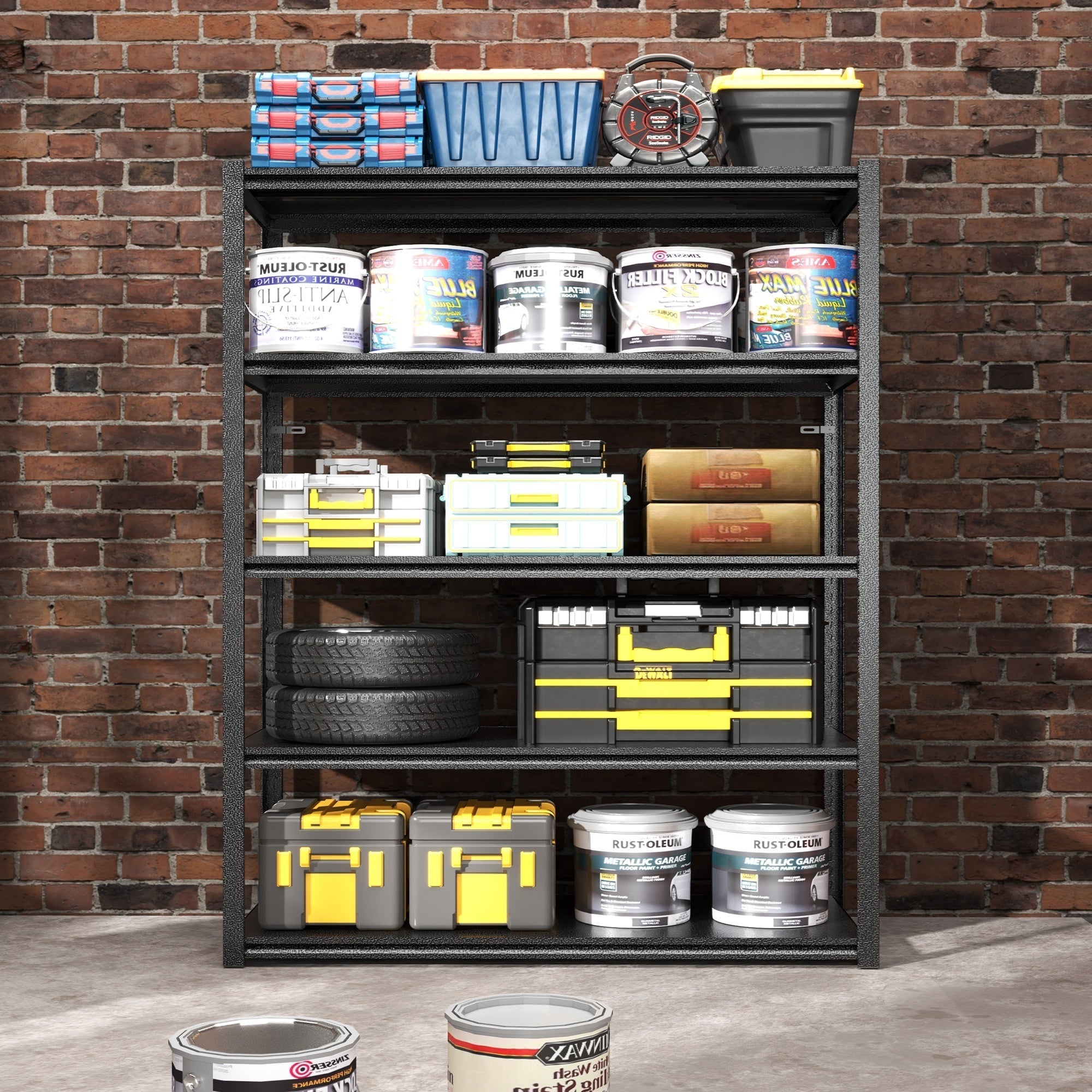 72" 5-Tier Heavy-Duty Metal Garage Shelving Adjustable Storage Rack