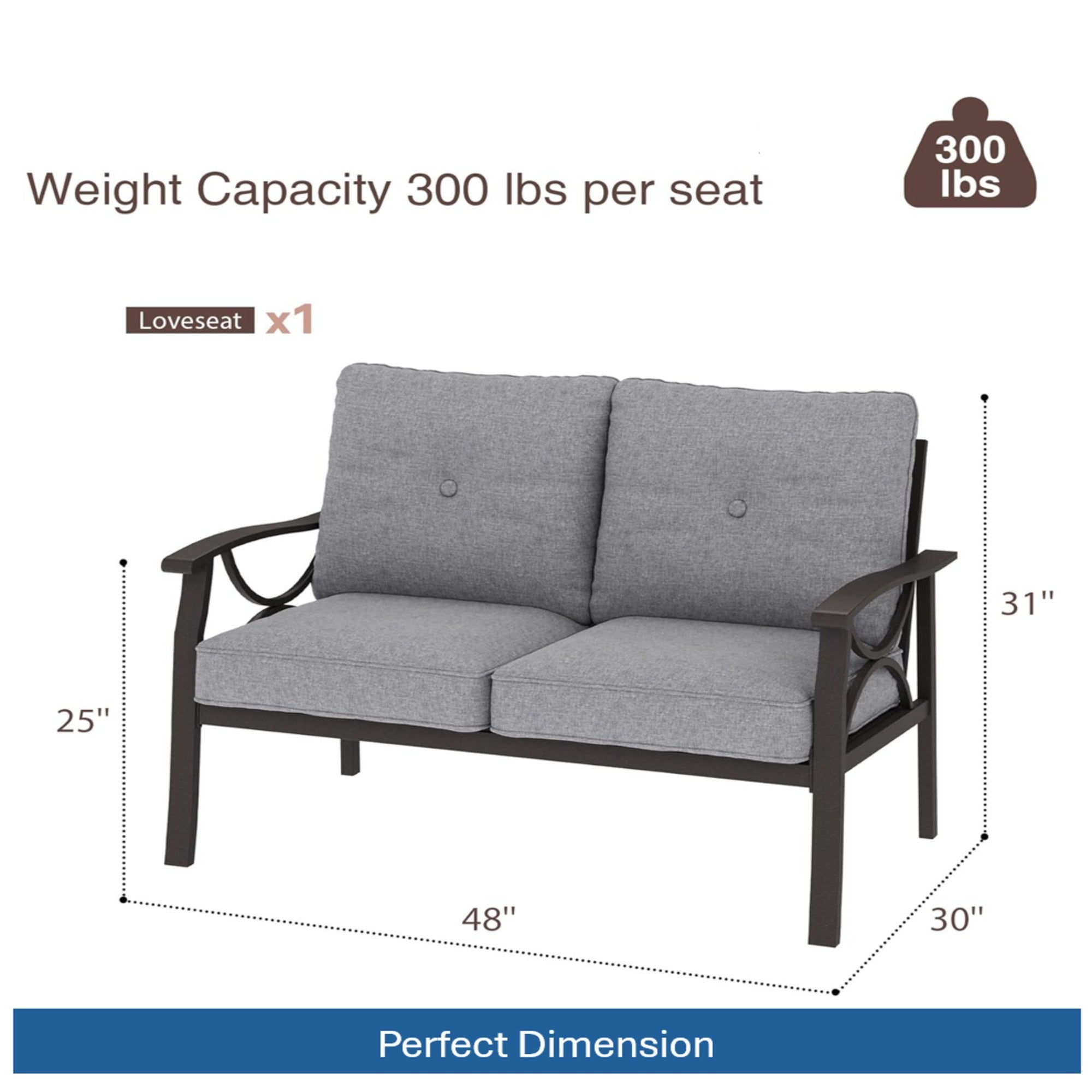 Outdoor Patio Set Steel 7 Piece Seats 9 Khaki Gray