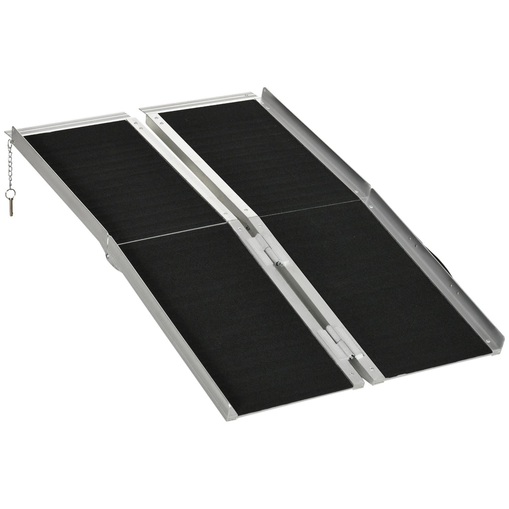Wheelchair Ramp Aluminum 4 Ft Folding Non-Slip Side Rails 594 LB Portable