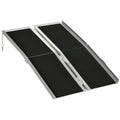 Wheelchair Ramp Aluminum 4 Ft Folding Non-Slip Side Rails 594 LB Portable