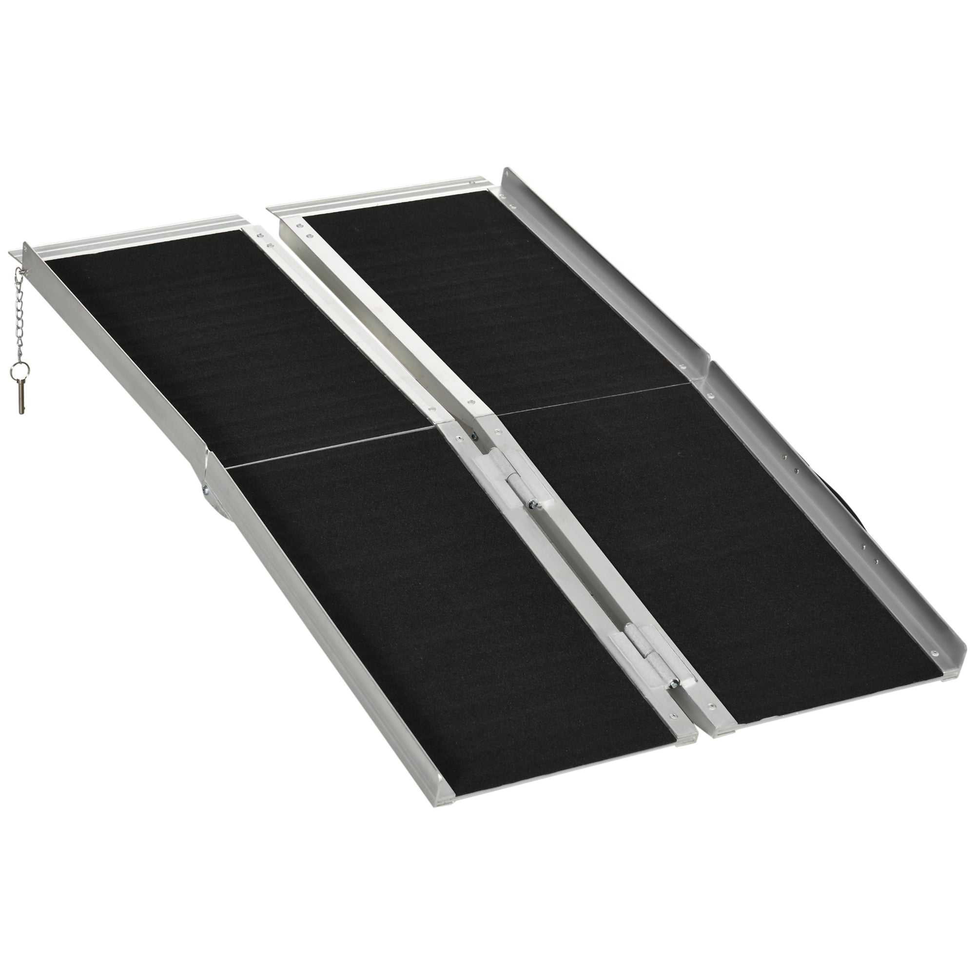 Wheelchair Ramp Aluminum 4 Ft Folding Non-Slip Side Rails 594 LB Portable