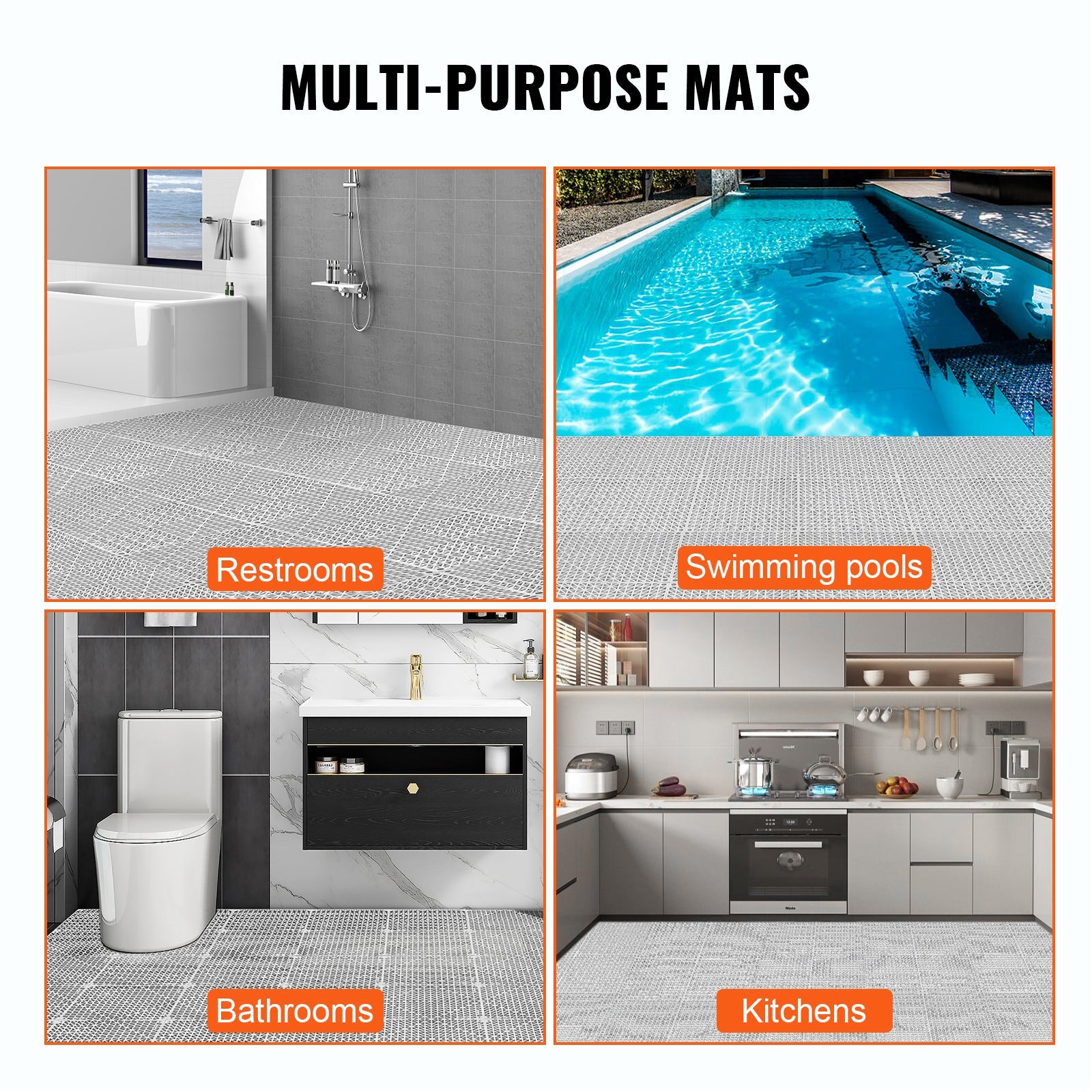 Interlocking Drainage Floor Tiles 12" x 12" Grey 55pc Set