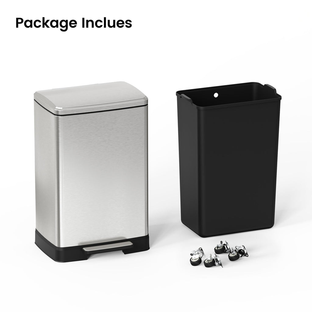 17 Gallon Brushed Nickel Pedal Trash Can Soft Close Lid