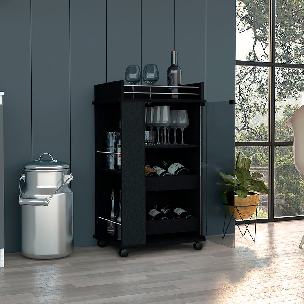 Baltimore Bar Cart with Glass Door and Shelves