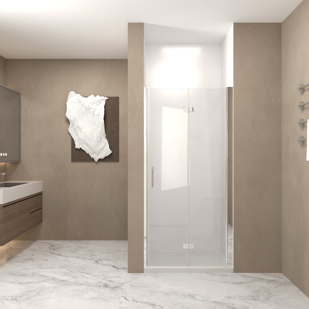 29-28" x 72" Bifold Shower Door Tempered Glass Chrome Frame