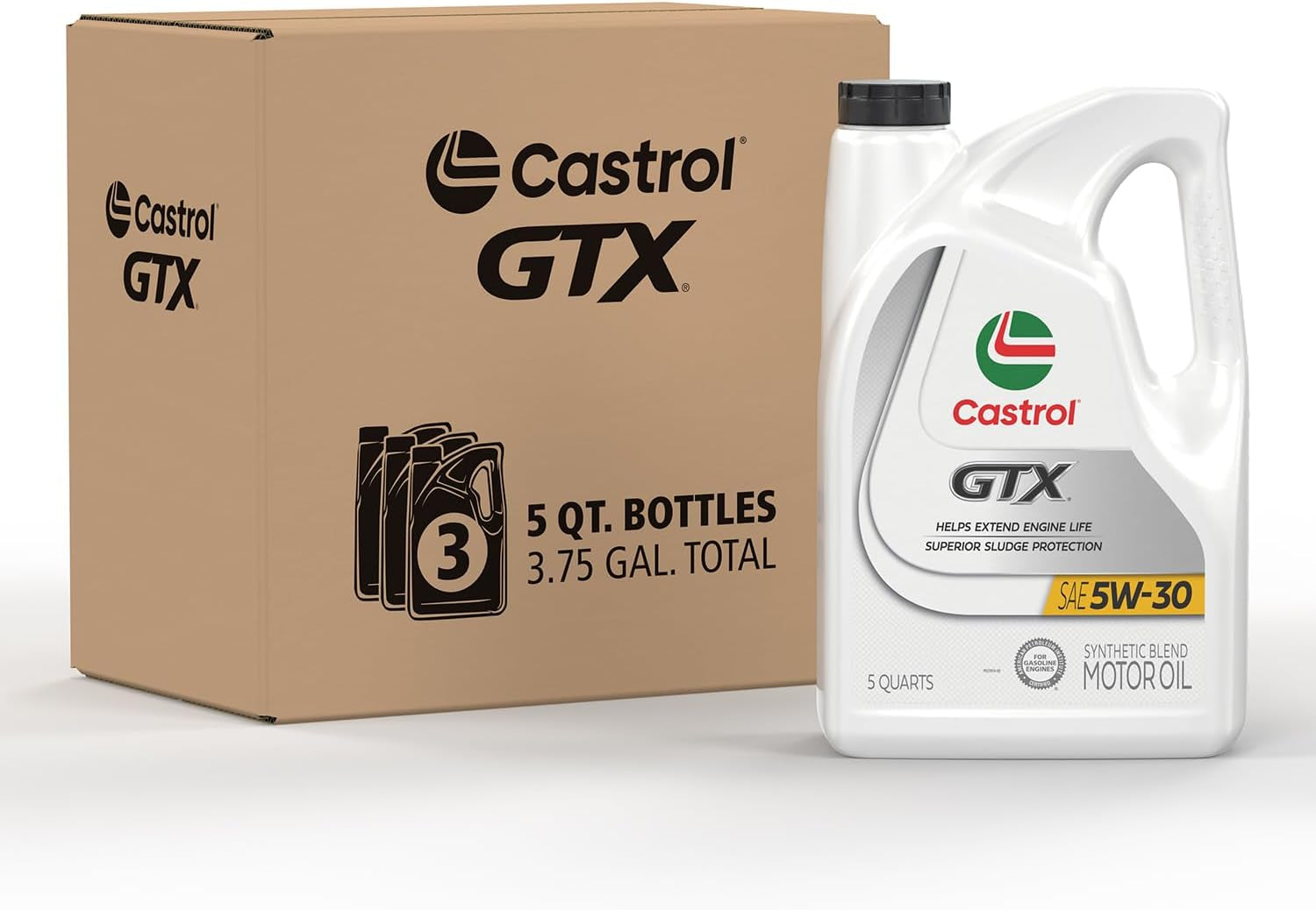 Castrol GTX 5W-30 Synthetic Blend Motor Oil Engine Lubricant 5 Quart