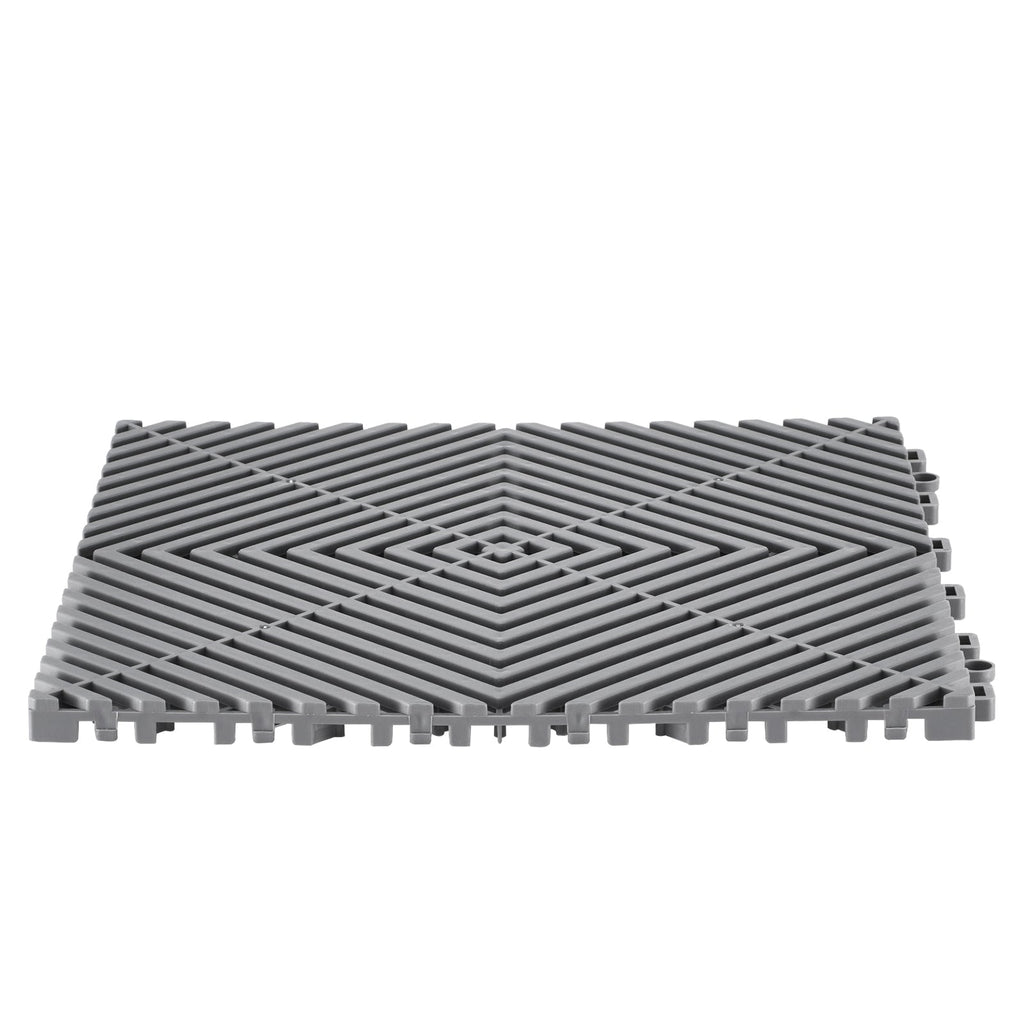 12" x 12" Interlocking Drainage Floor Tile Mat, 24 Pack Gray