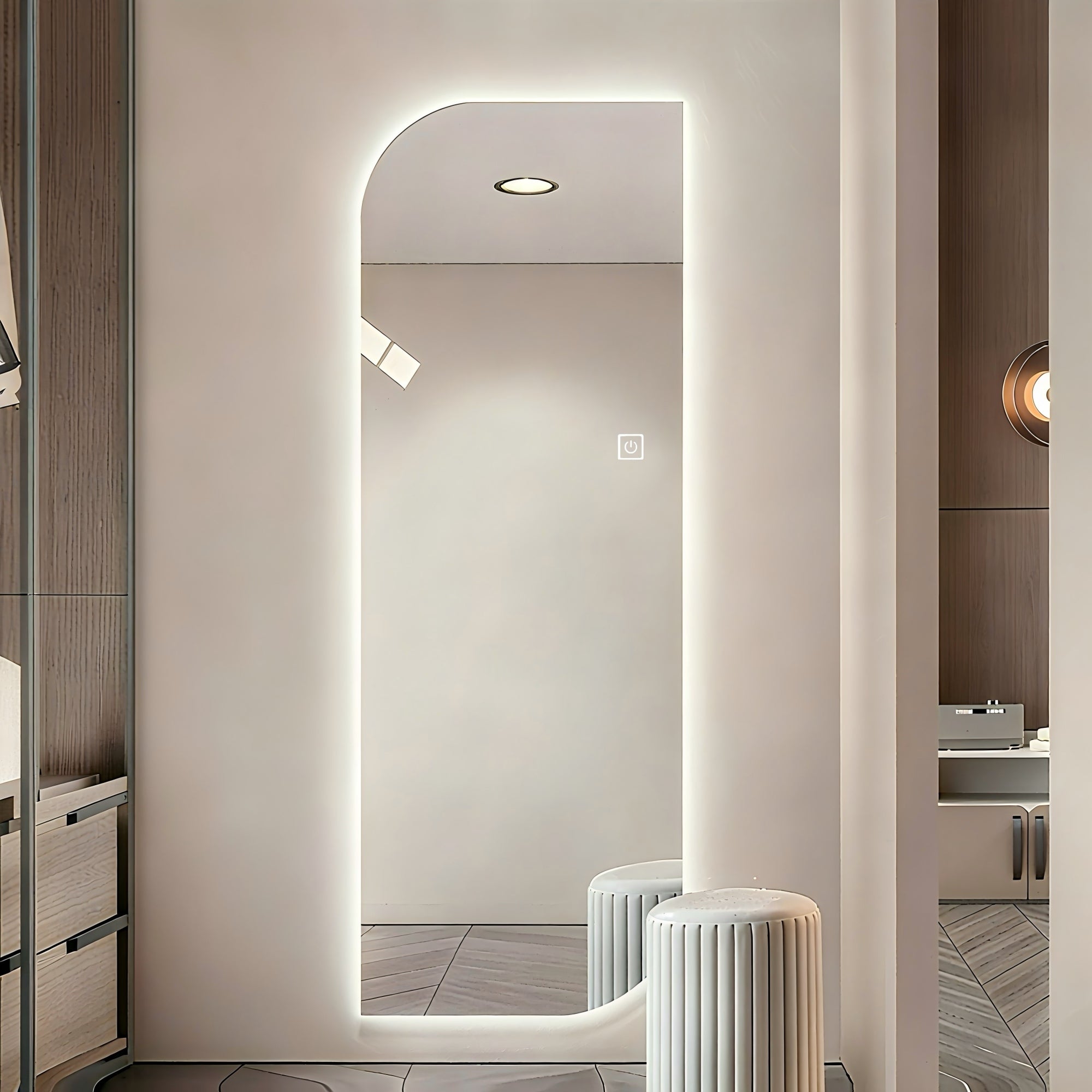 LED Full Length Wall Mirror 65" x 21" Dimmable Silver