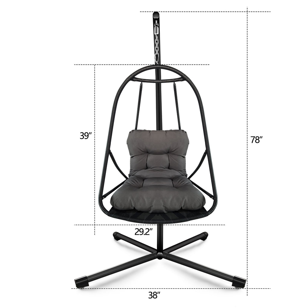 Wicker Rattan Swing Egg Chair with Stand Indoor Outdoor