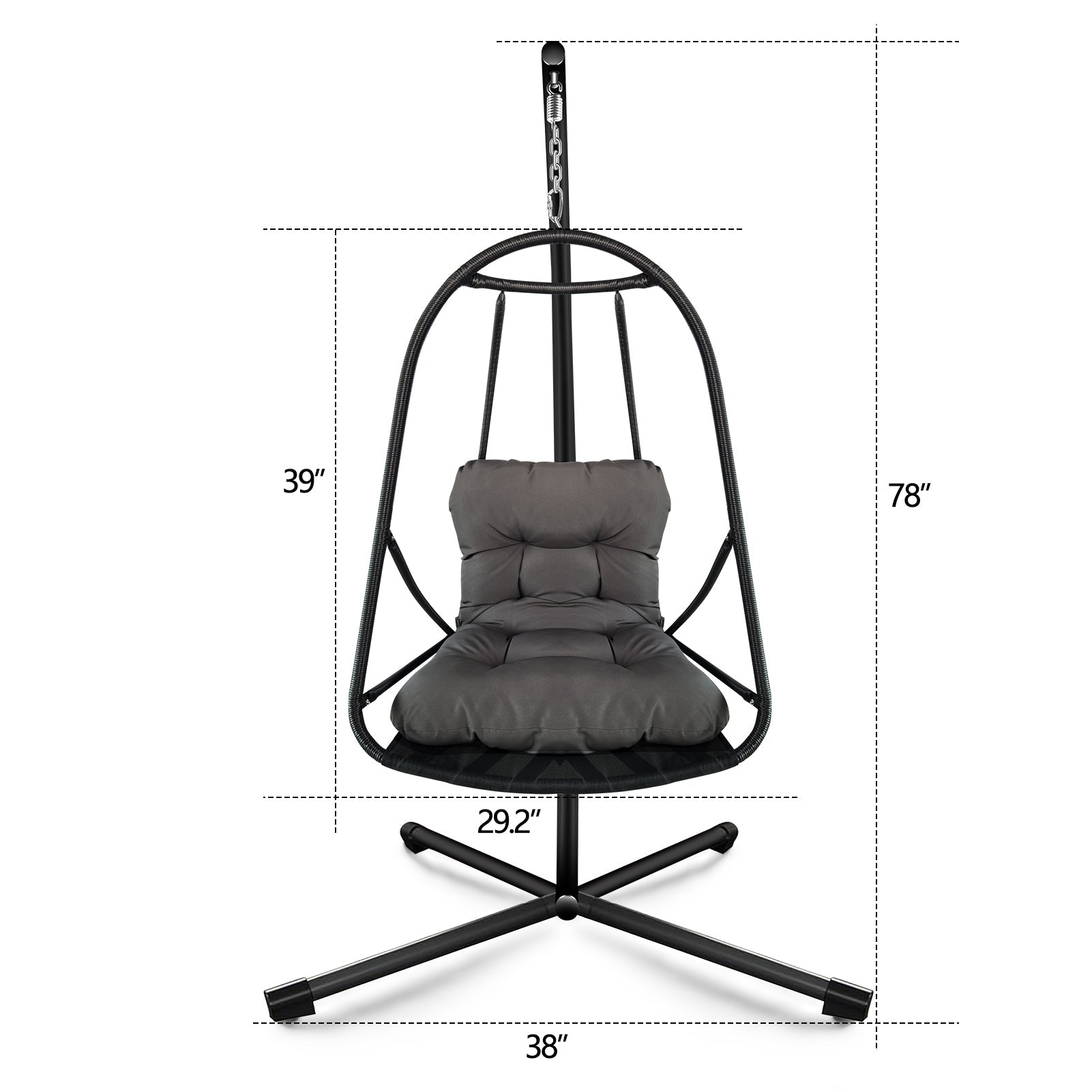 Wicker Rattan Swing Egg Chair with Stand Indoor Outdoor
