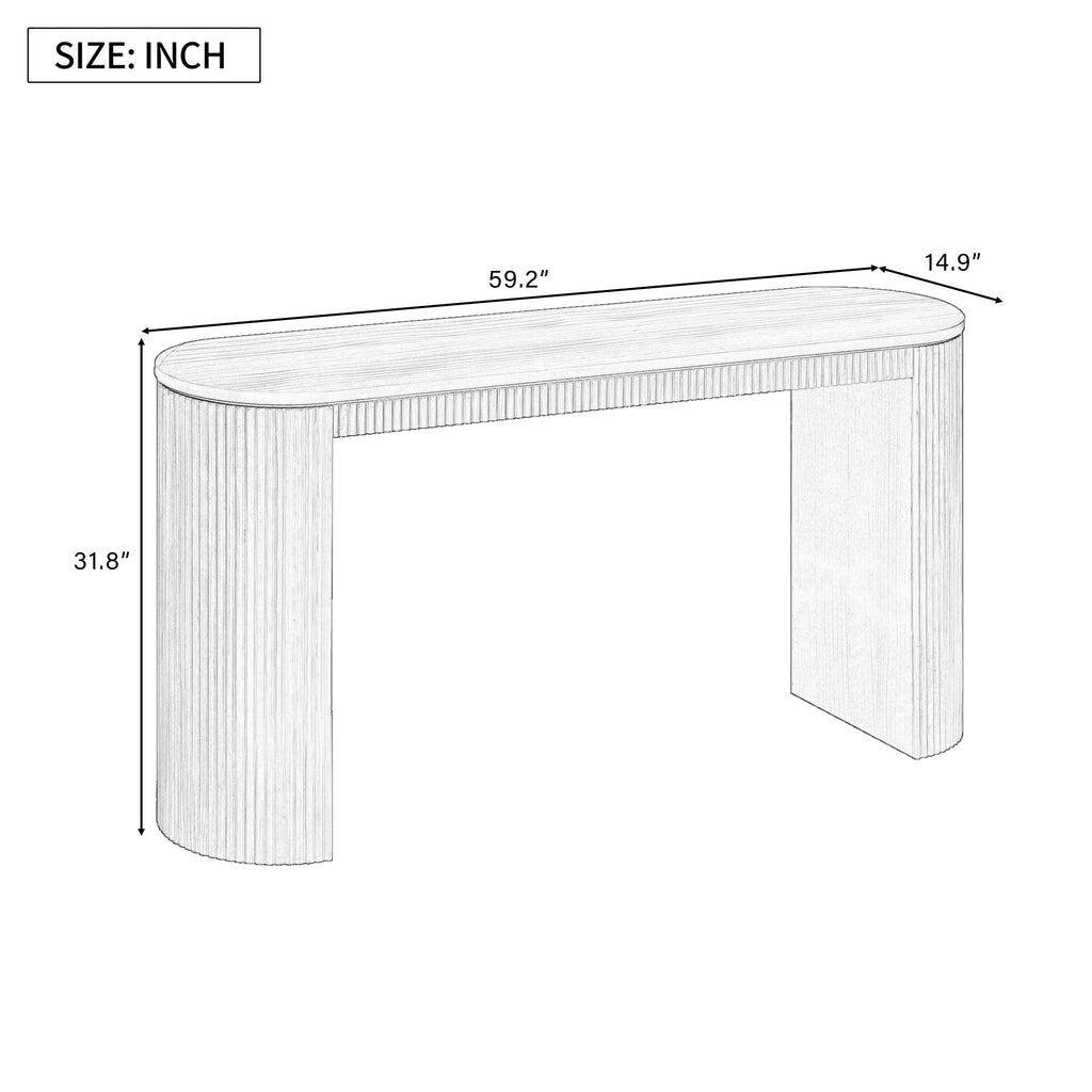 U_STYLE Curved Console Table Vertical Stripe Design