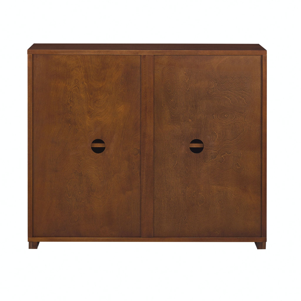 Walnut Sideboard Buffet Cabinet with Outlet Holes Storage