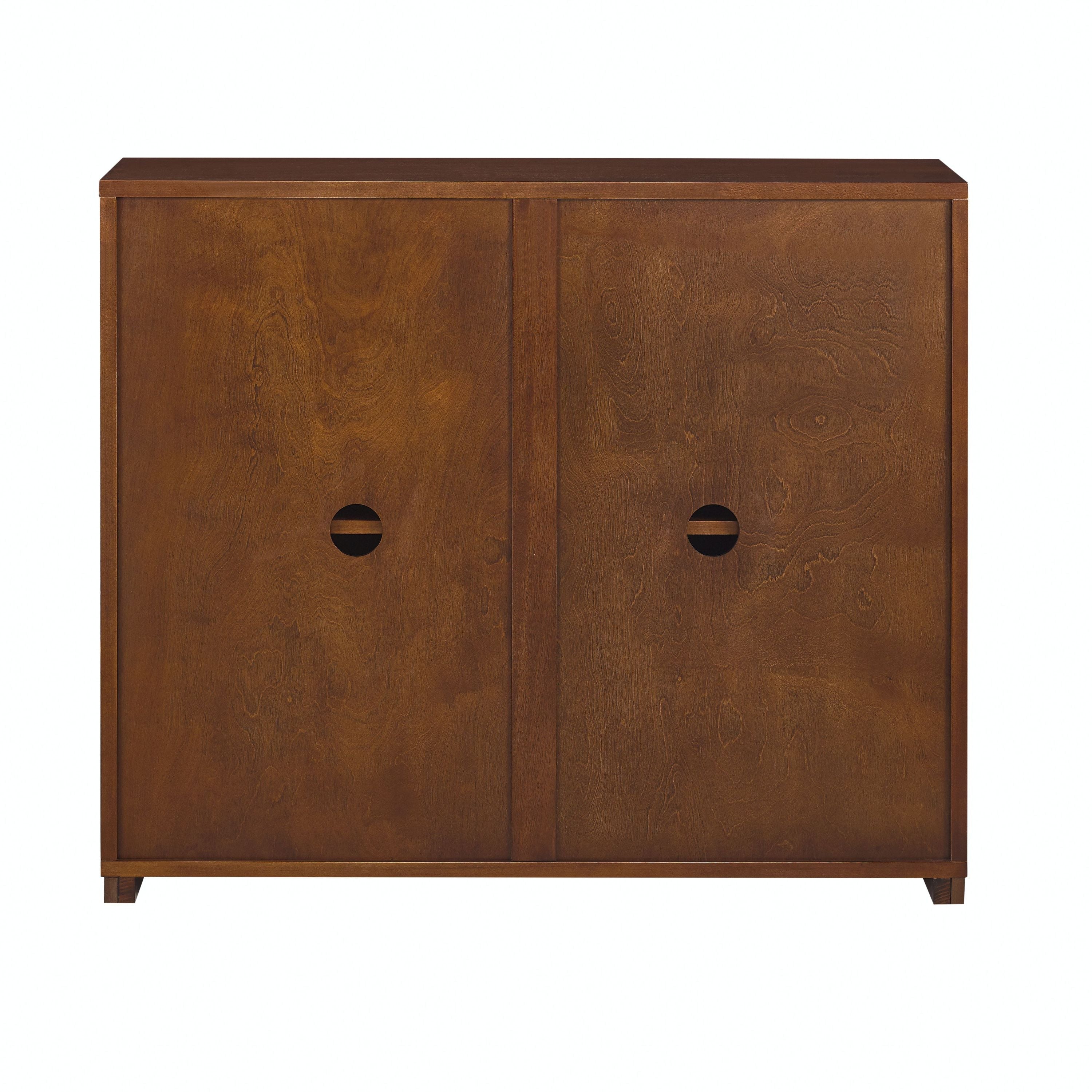 Walnut Sideboard Buffet Cabinet with Outlet Holes Storage