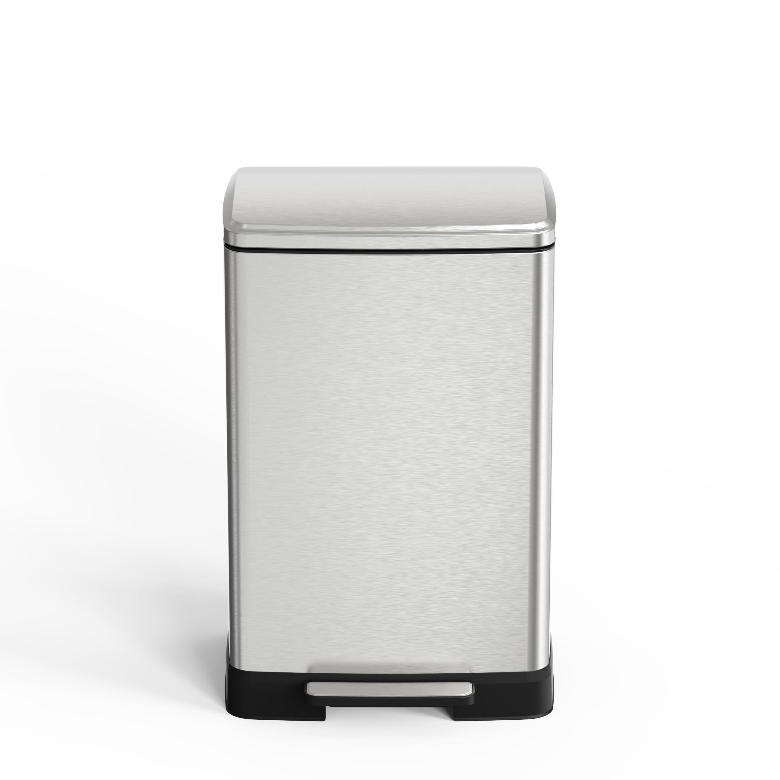 17 Gallon Brushed Nickel Pedal Trash Can Soft Close Lid