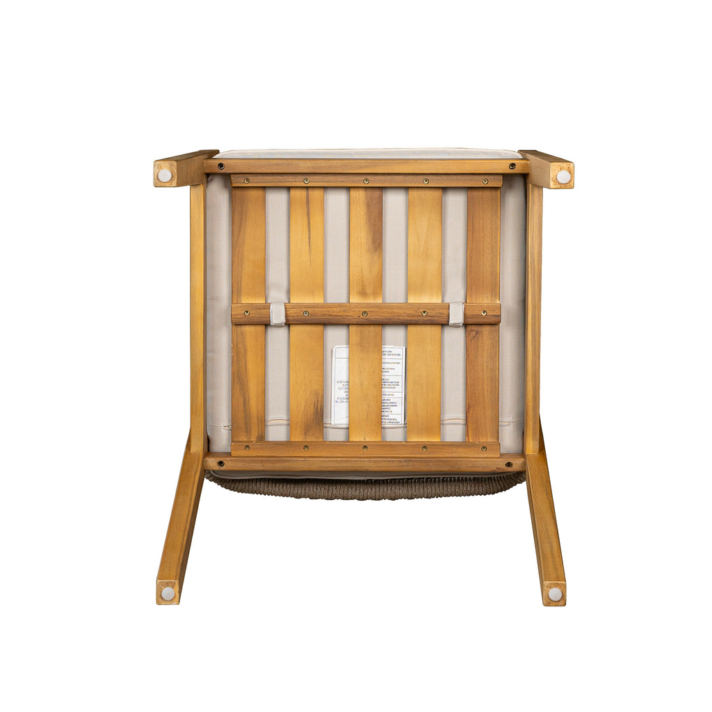 7-Piece Outdoor Dining Set Acacia Wood Table Rope Chairs