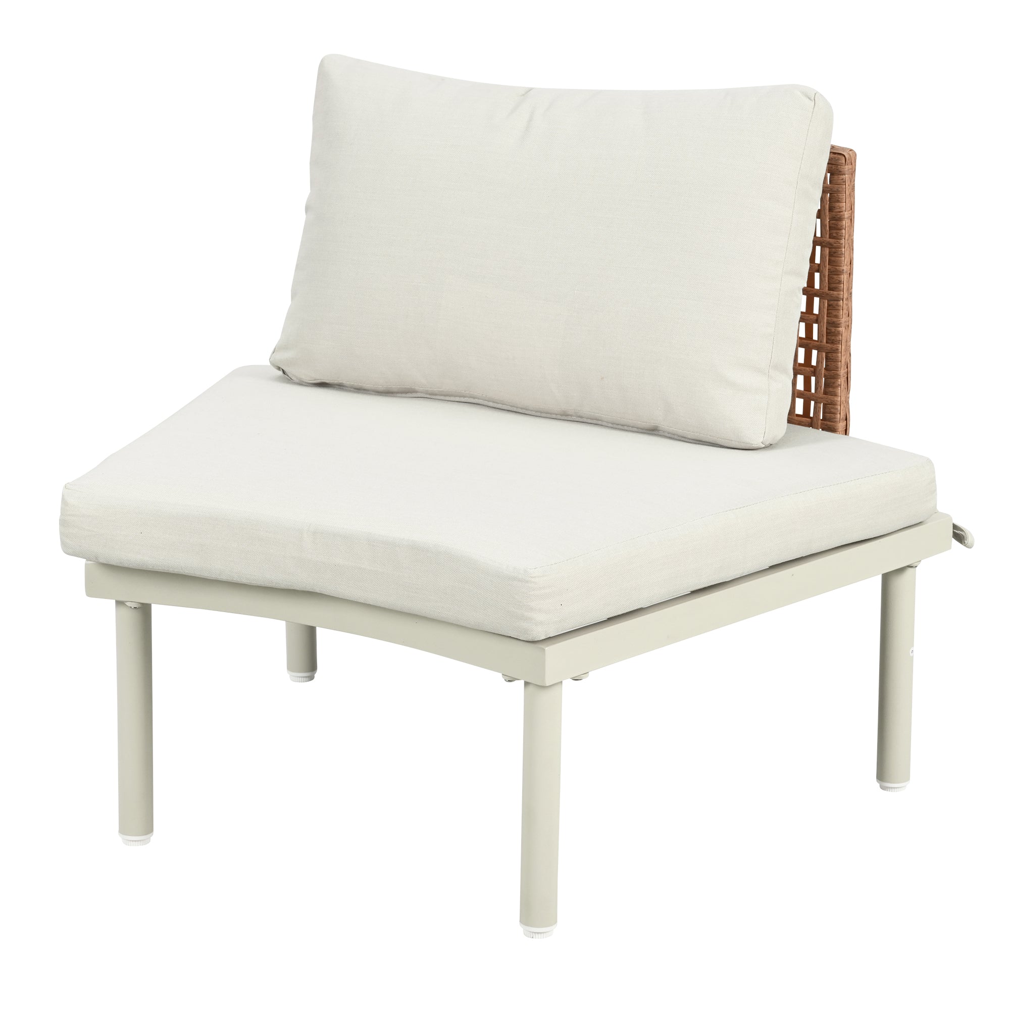 Outdoor Sectional Set PE Wicker Aluminum Beige Half Moon 8 Piece