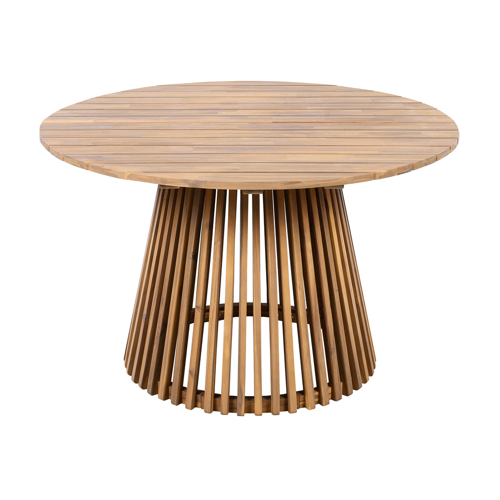 47.25" Round Acacia Wood Patio Dining Table Light Teak