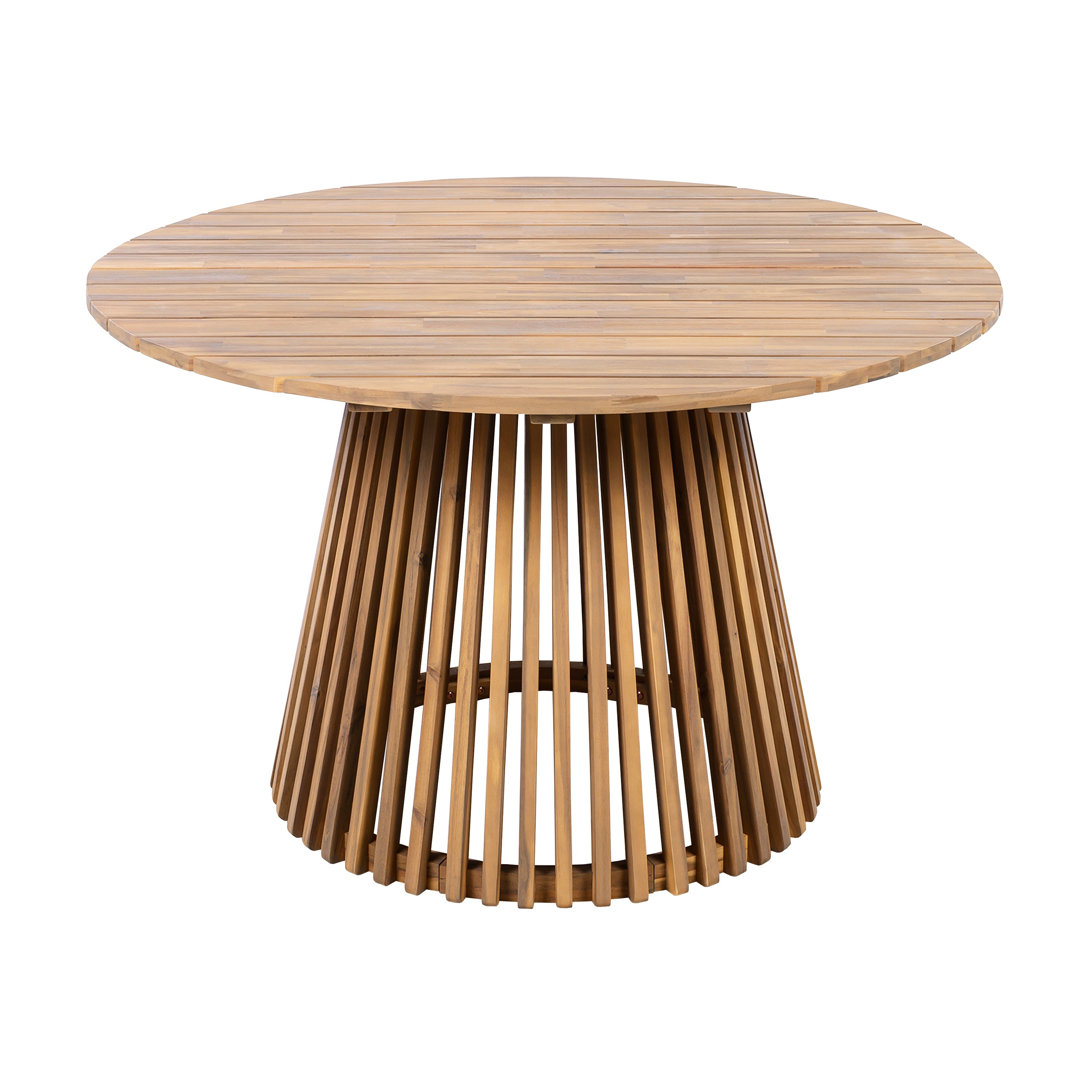 47.25" Round Acacia Wood Patio Dining Table Light Teak