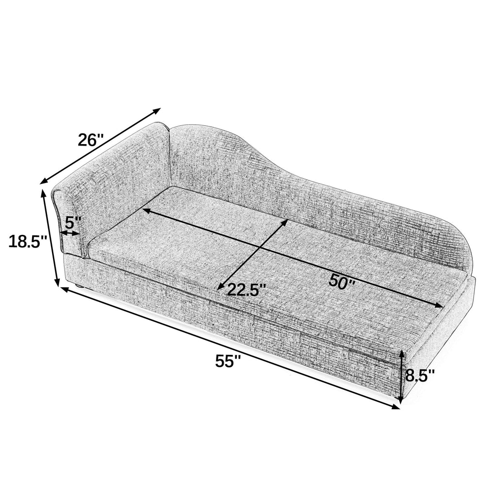Medium/Large Dog Sofa Wave Backrest Linen Olive Green