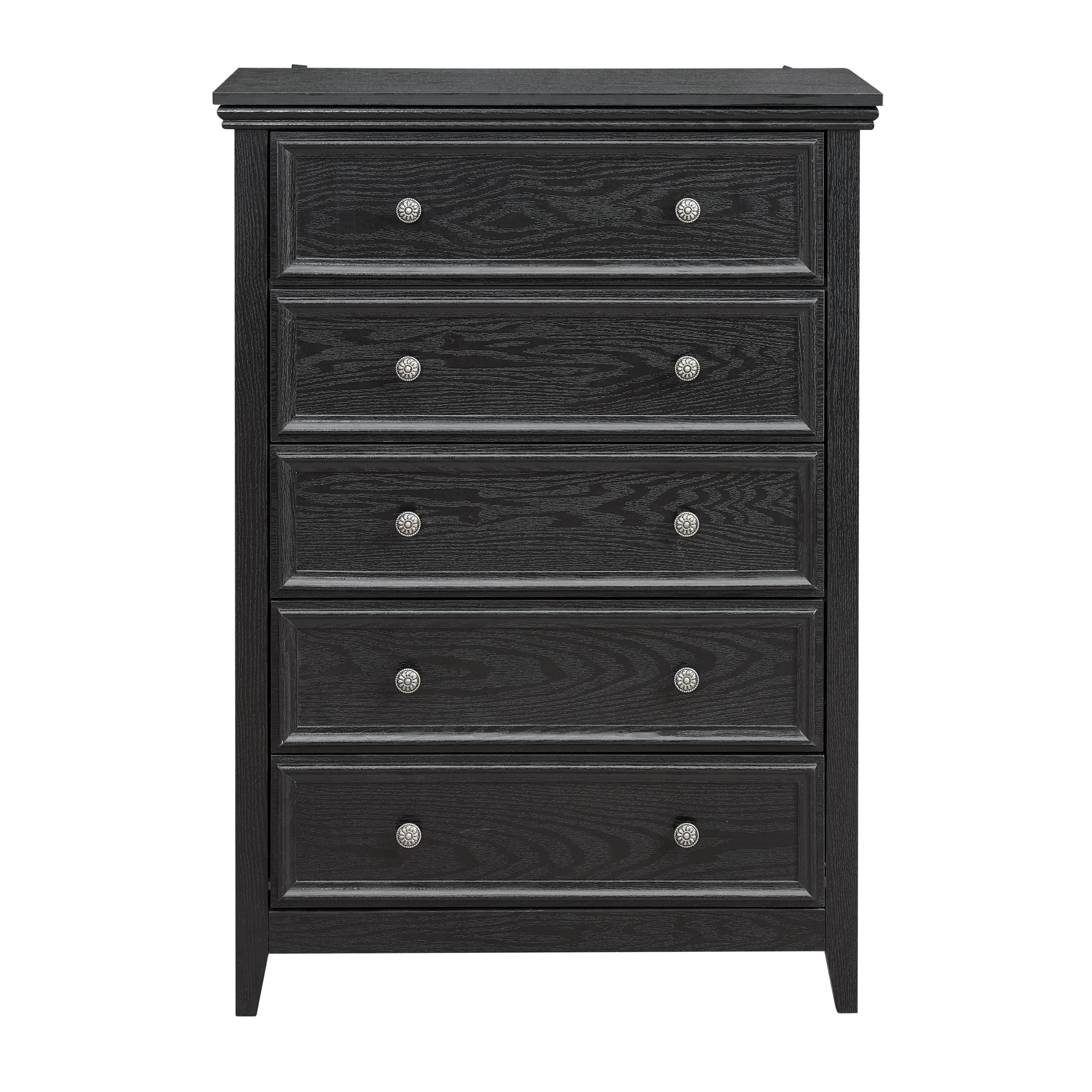 Black 5 Drawer Dresser Chest Cabinet Storage Organizer