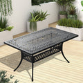 Cast Aluminum Patio Dining Table 58x35" Umbrella Hole