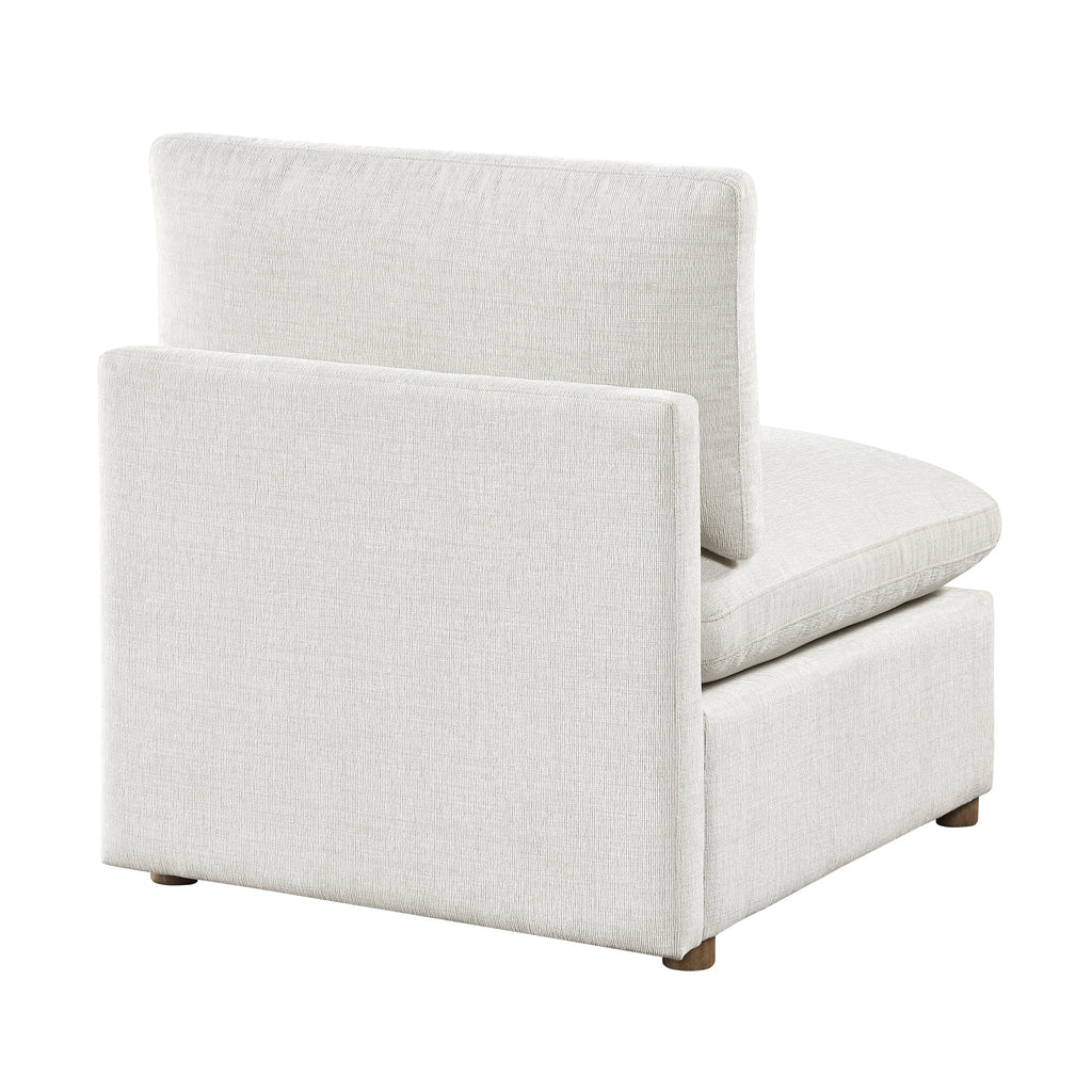 Modern 4-Piece Modular Sectional Beige Fabric Armless