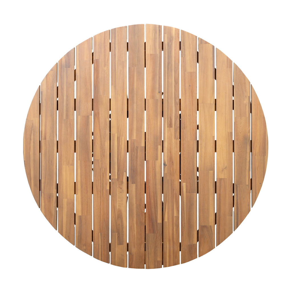 47.25" Round Acacia Wood Patio Dining Table Light Teak